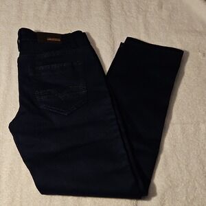 Pavini Women's Dark Blue Straight Jeans Stretch Denim 5-Pocket Button Zip